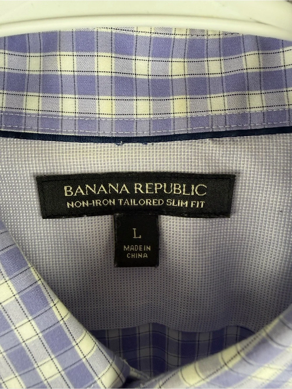 Banana Republic Men’s Purple White Plaid Long Sleeve Button Up Shirt SZ L Preppy